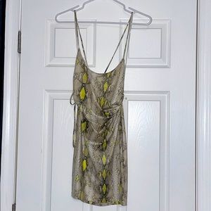Faux Snake Skin Mini Cross-back dress